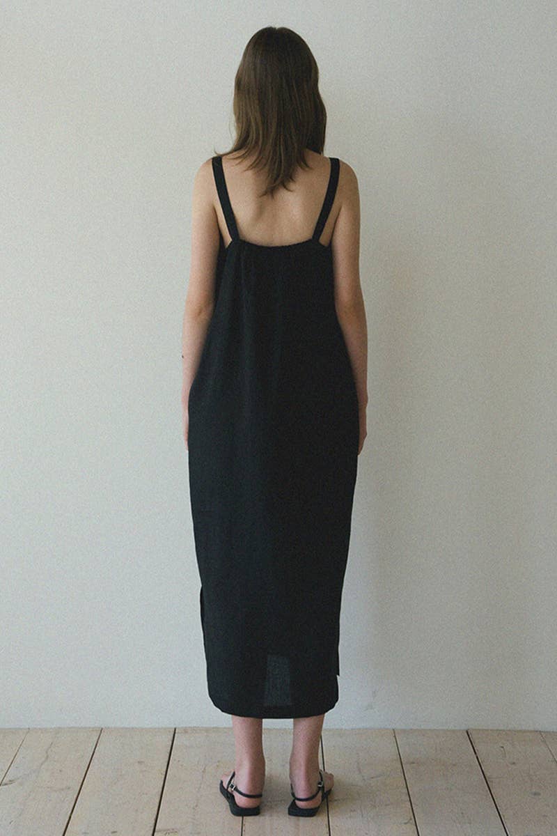 TENCEL LINEN SKIRT LOOSE SQUARE NECK DRESS