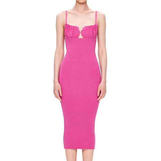 Solid color halter wrap style sleeveless dress