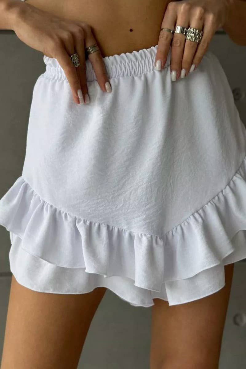 CWBSS0474_HIGH WAIST RUFFLE HEM A-LINE MINI SKIRT