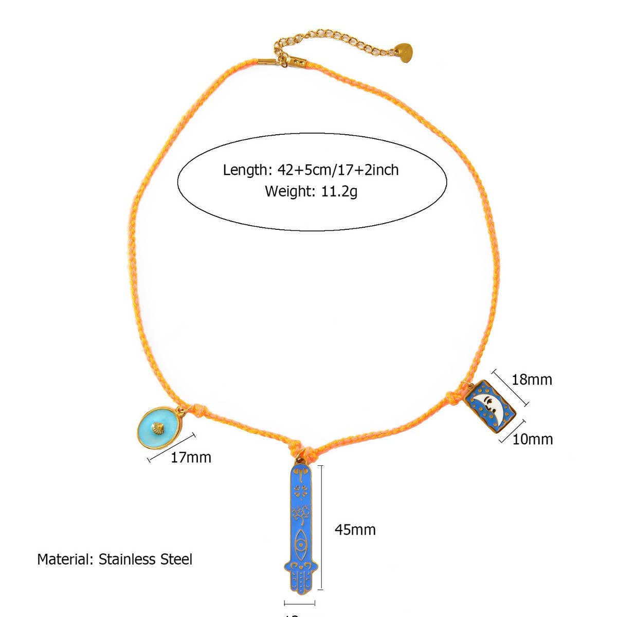 Colorful Rope Necklace with Butterfly Charm