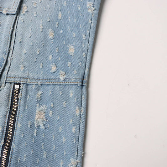 WASHED AND DISTRESSED STRAIGHT LEG JEANS