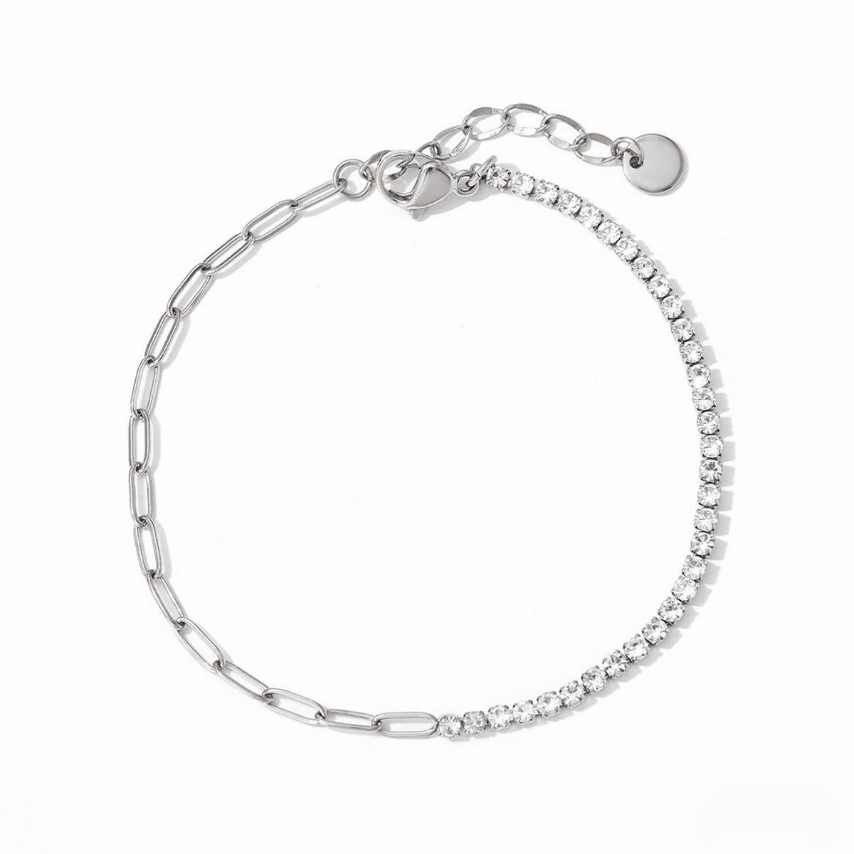Solid Color Zirconia Stainless Steel Bracelet_CWMM5702
