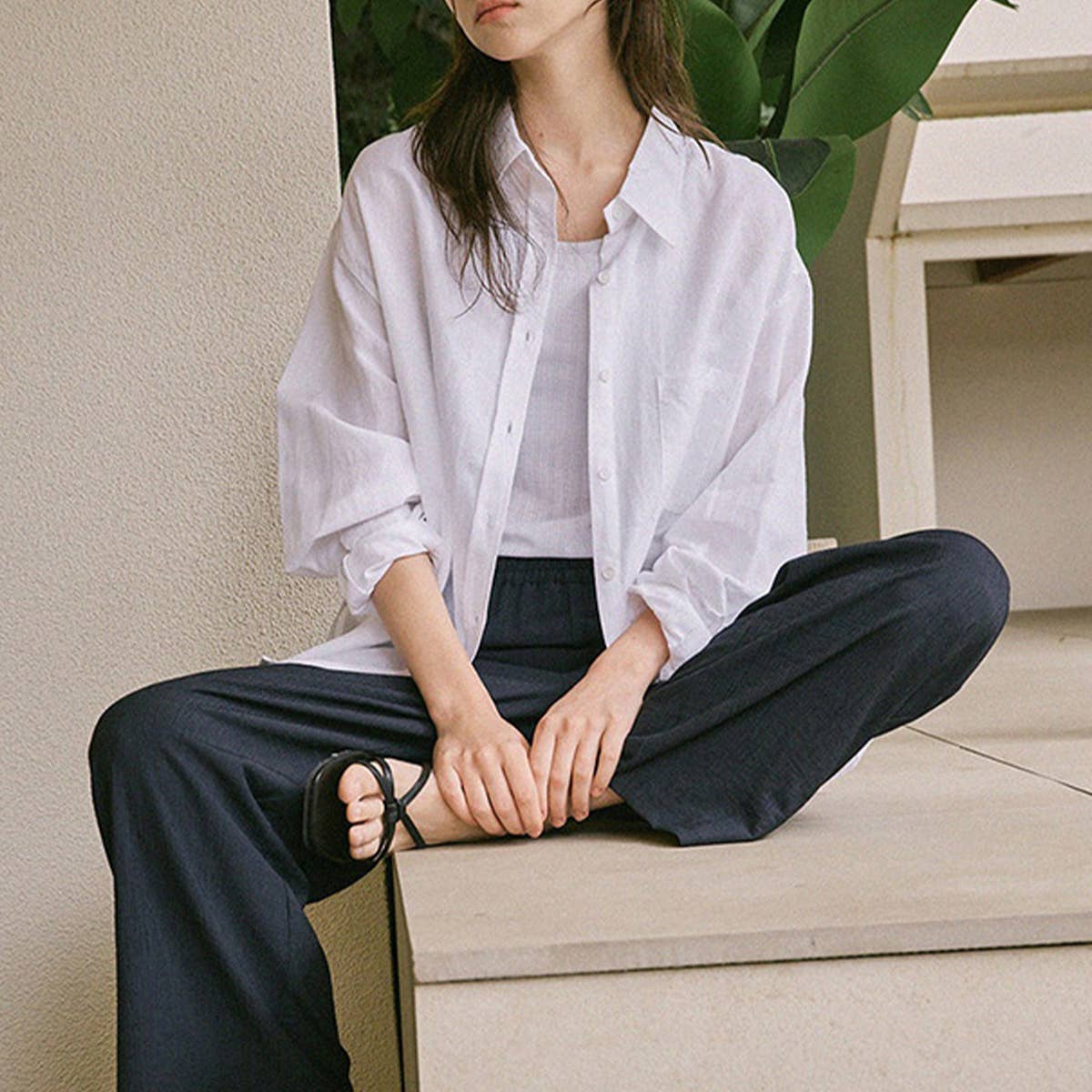 TENCEL LINEN SLOUCHY BLOUSE