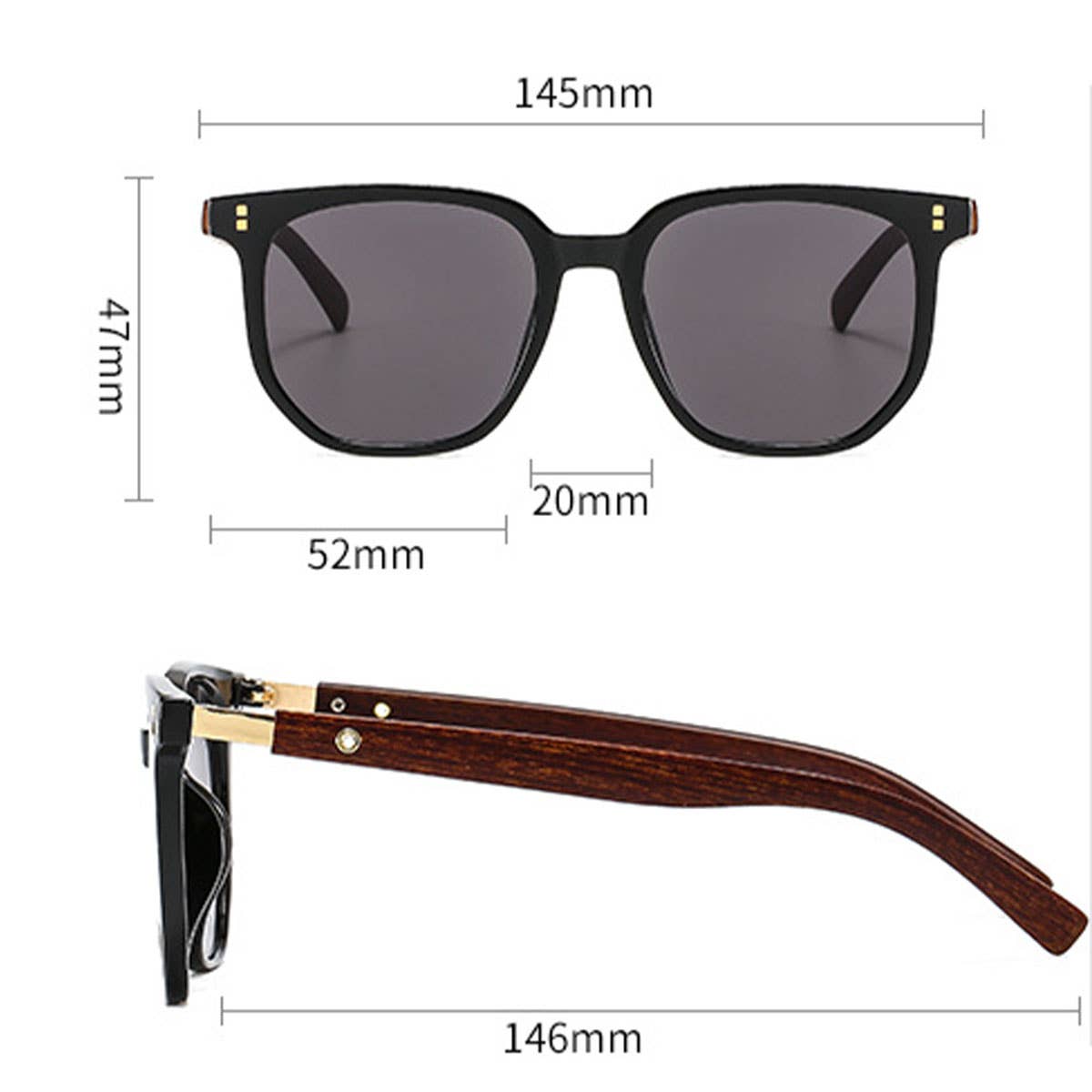 Wood Grain Square Sunglasses for Street Style_CWASG1153