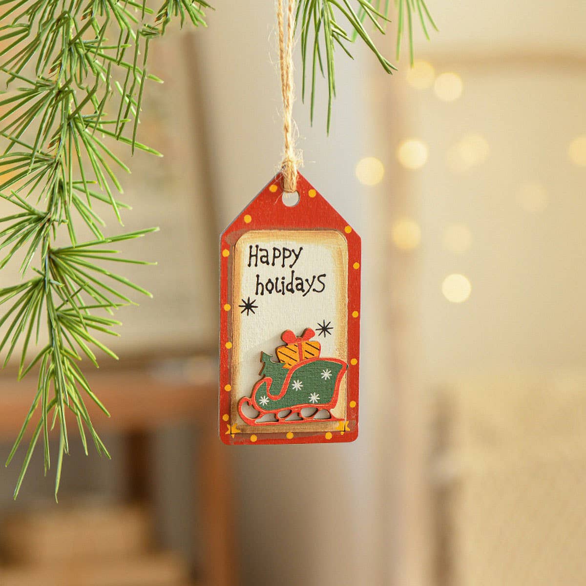 Wooden Xmas Ornaments Santa Snowman Tree Decor_CWMM9671