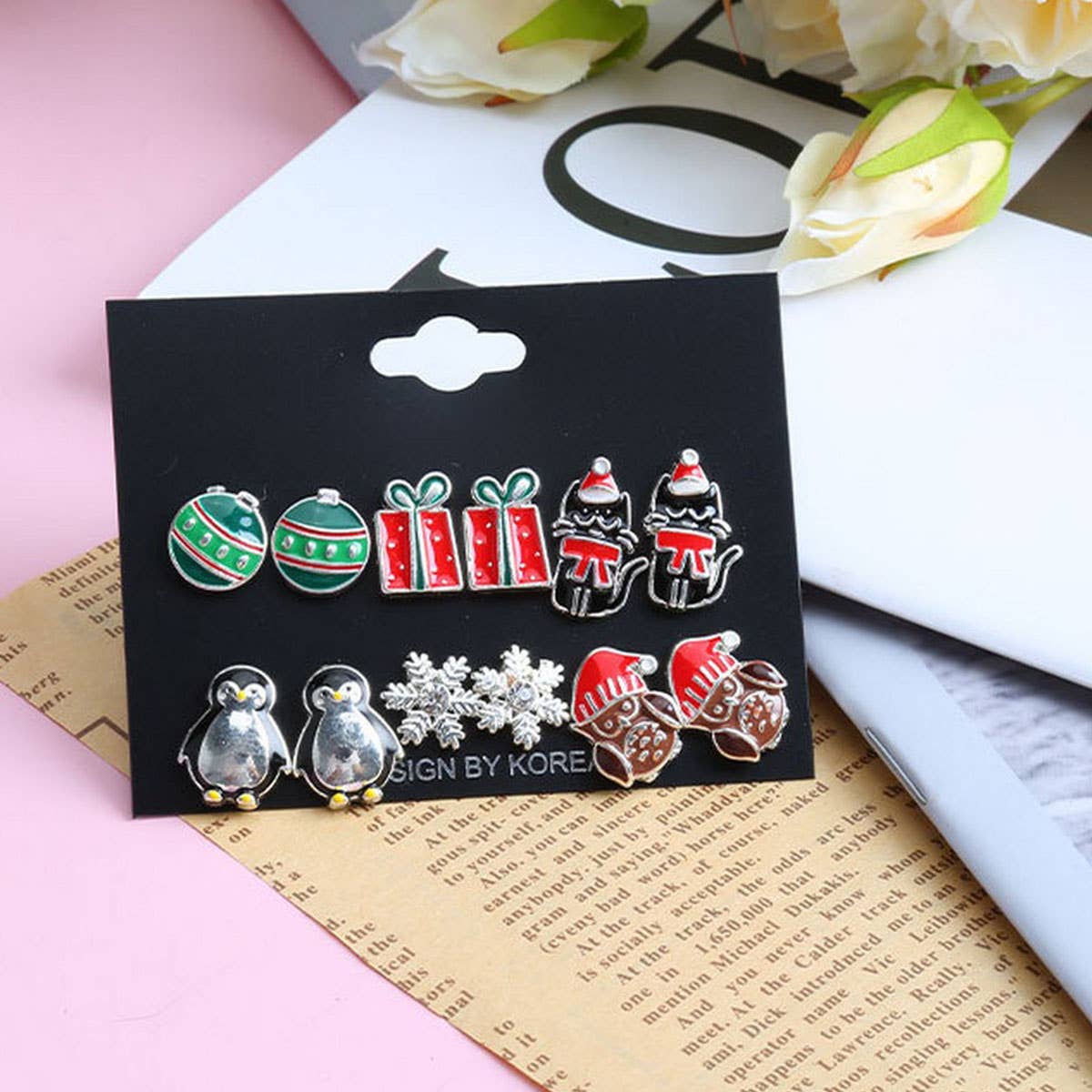 CUTE AND SIMPLE CHRISTMAS ALLOY EARRINGS GIFT SET