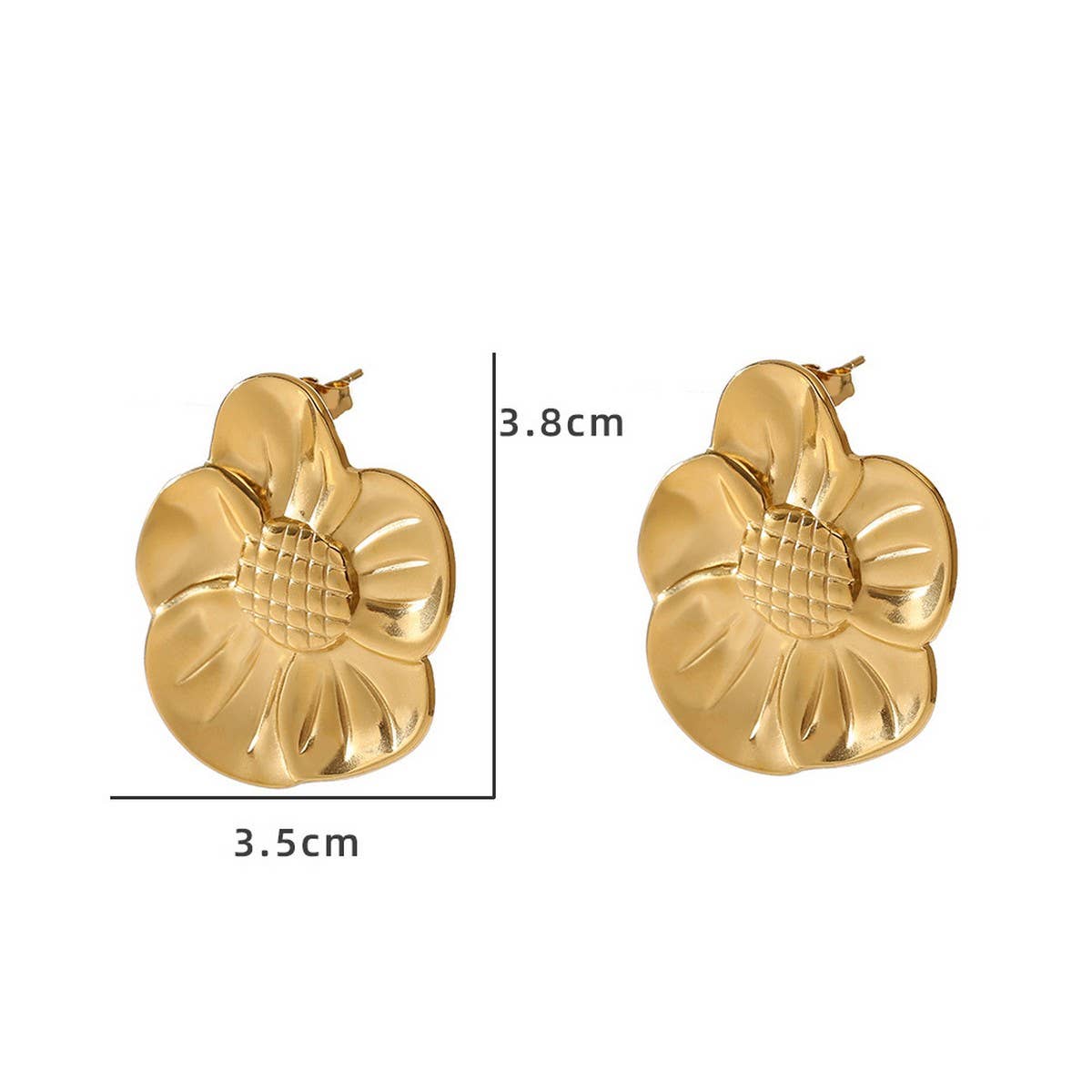 18K Gold-Plated Steel Sunflower Statement Earrings_CWMM8926