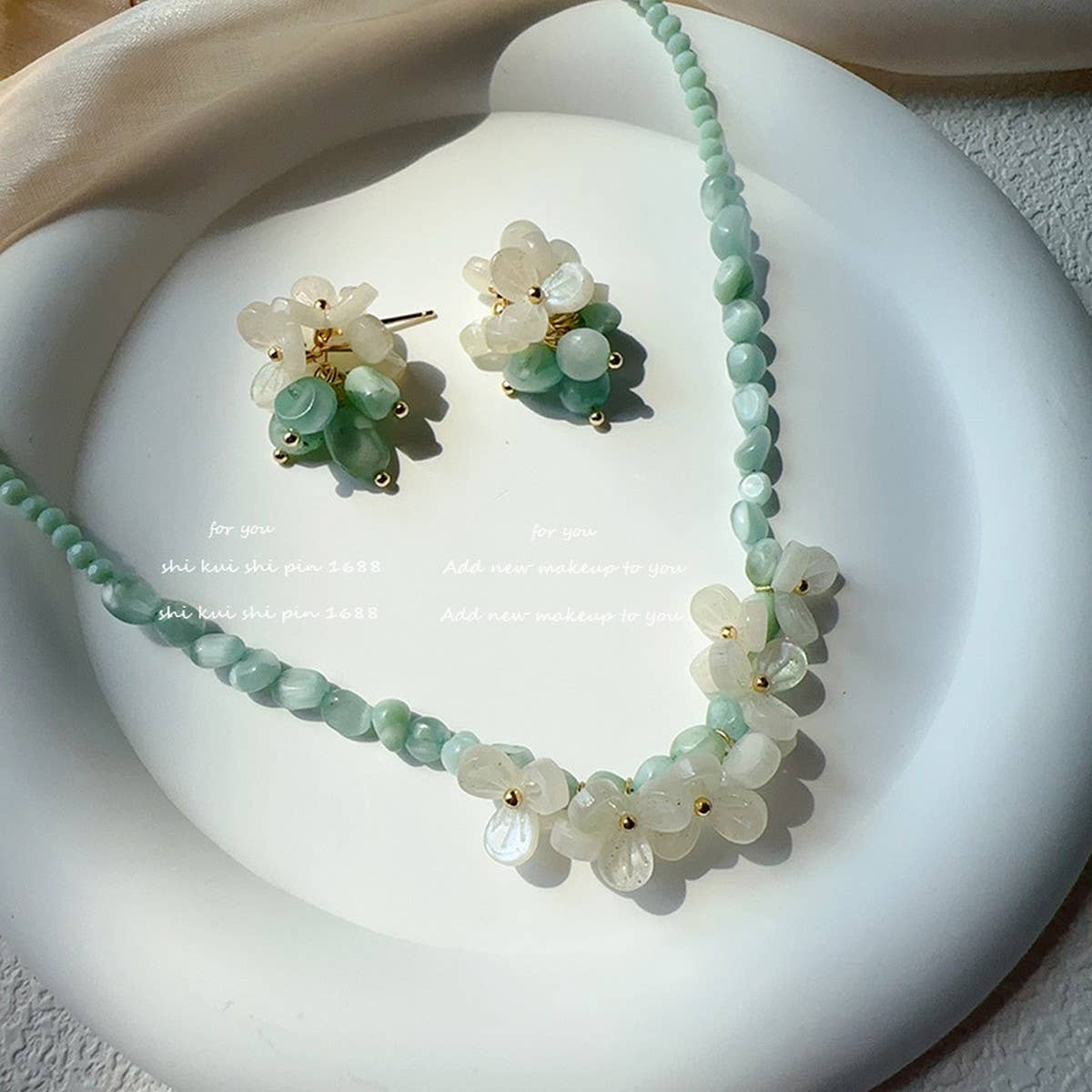 EARRINGS AND MINT HERB NECKLACE SET