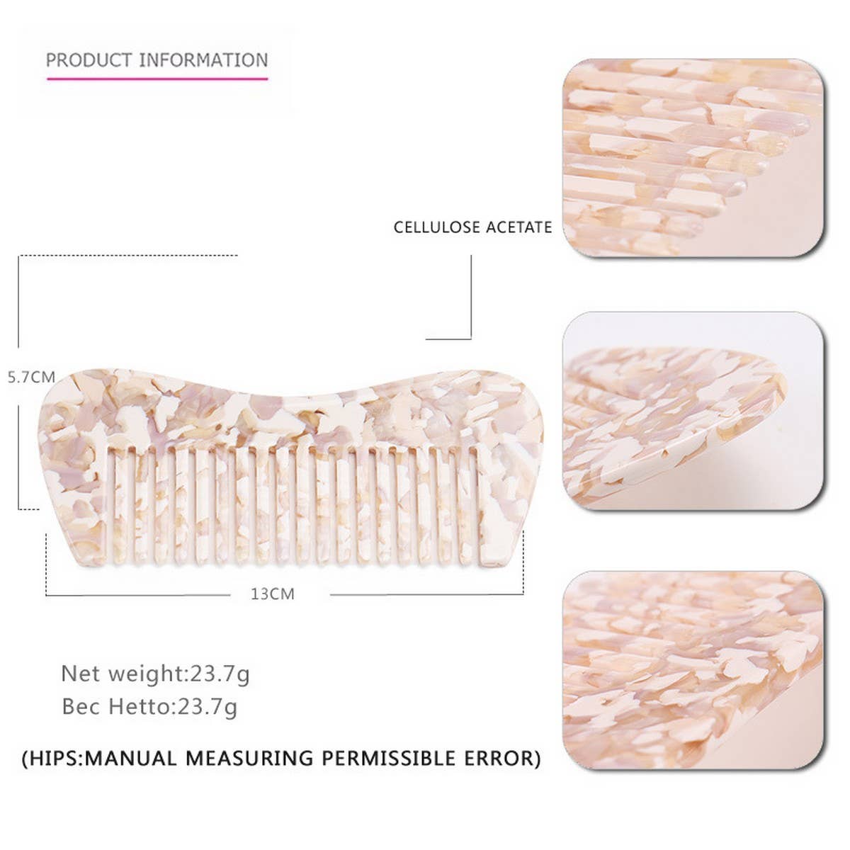 ACETATE 4MM COMB GRADIENT TEETH HAIR COMB_CWAHA4189