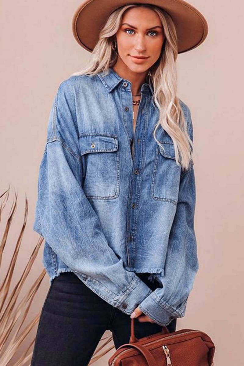 CWJT0072_VINTAGE WASHED DROP SHOULDER DENIM SHIRT