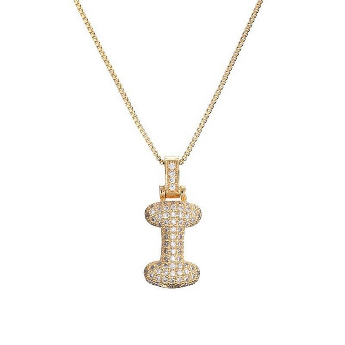 Copper Zirconia 26 Letters Pendant Necklace