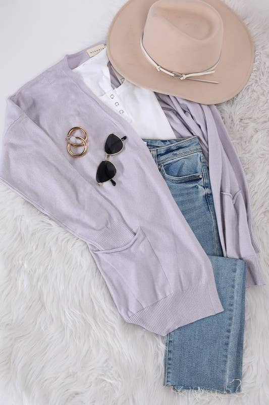 CWOSWL061_LOOSE FIT WITH POCKET SWEATER CARDIGAN_B30127