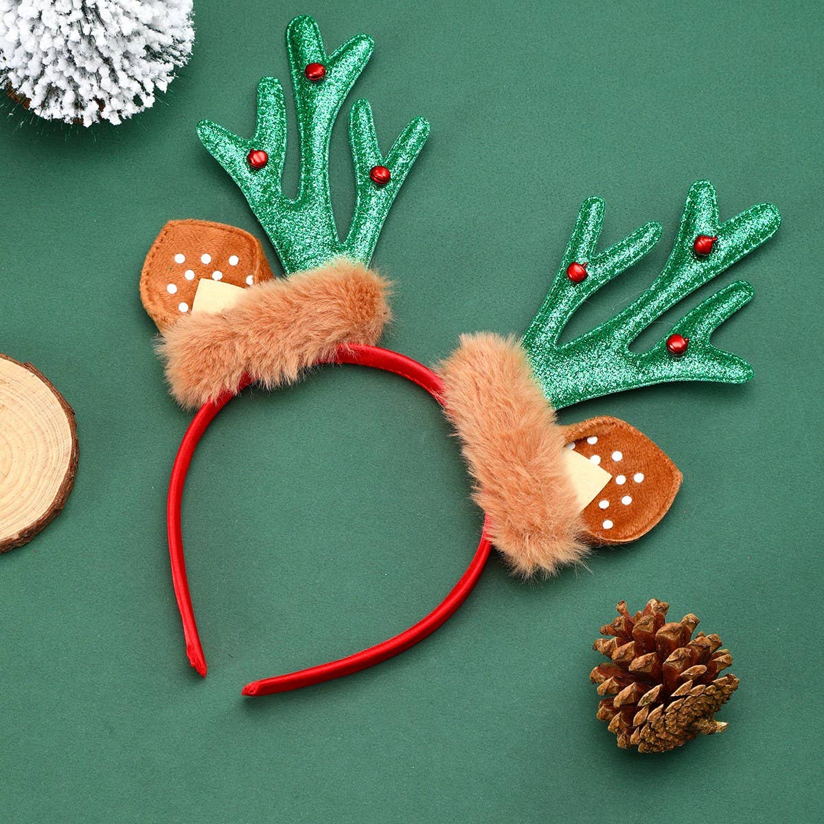 CHRISTMAS DEER ANTLER HEADBAND WITH EARS