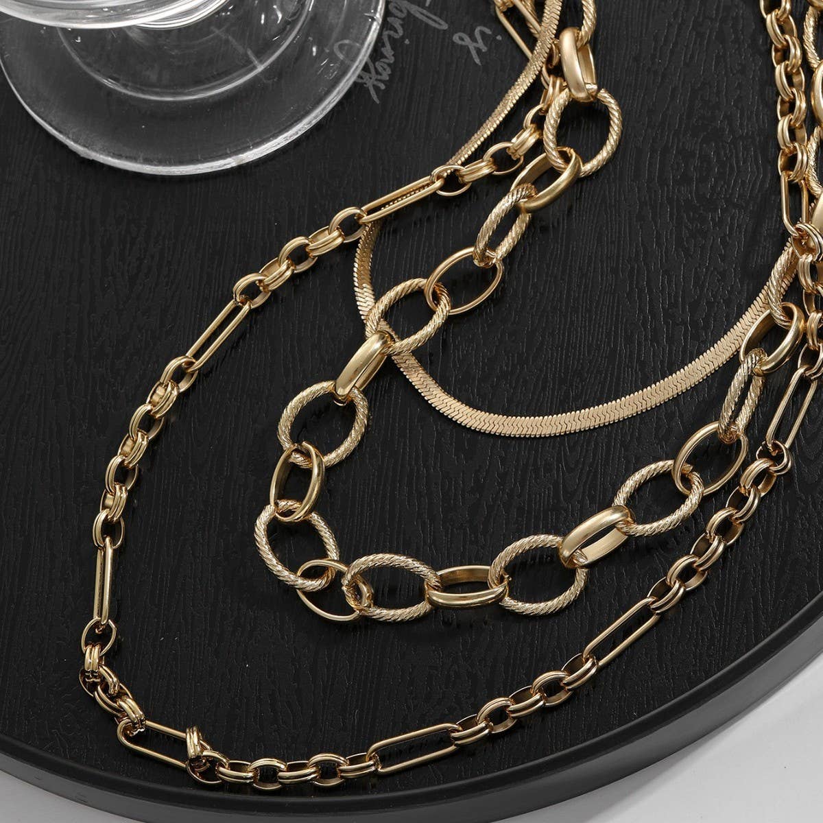 LAYERED SNAKEBONE HOOP TITANIUM NECKLACE_CWMM3675