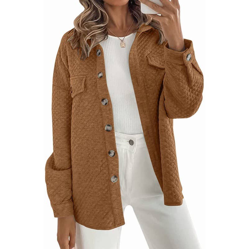 LIGHT CASUAL SOLID COLOR COAT WITH DIAMOND POCKET