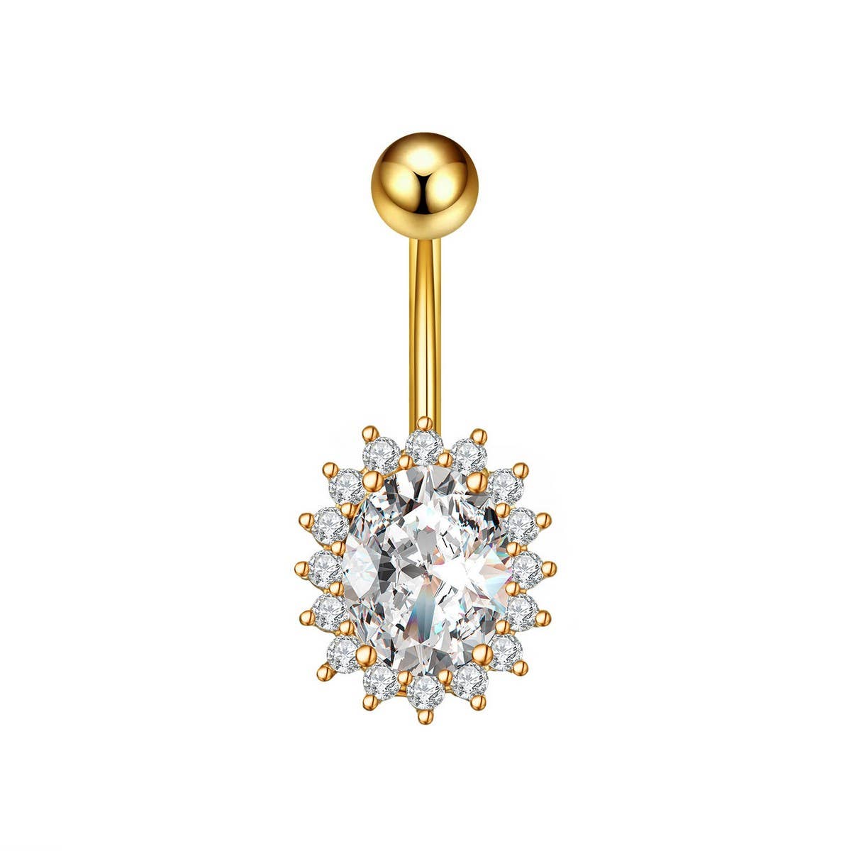 Copper Sunflower Gear CZ Belly Ring for Women