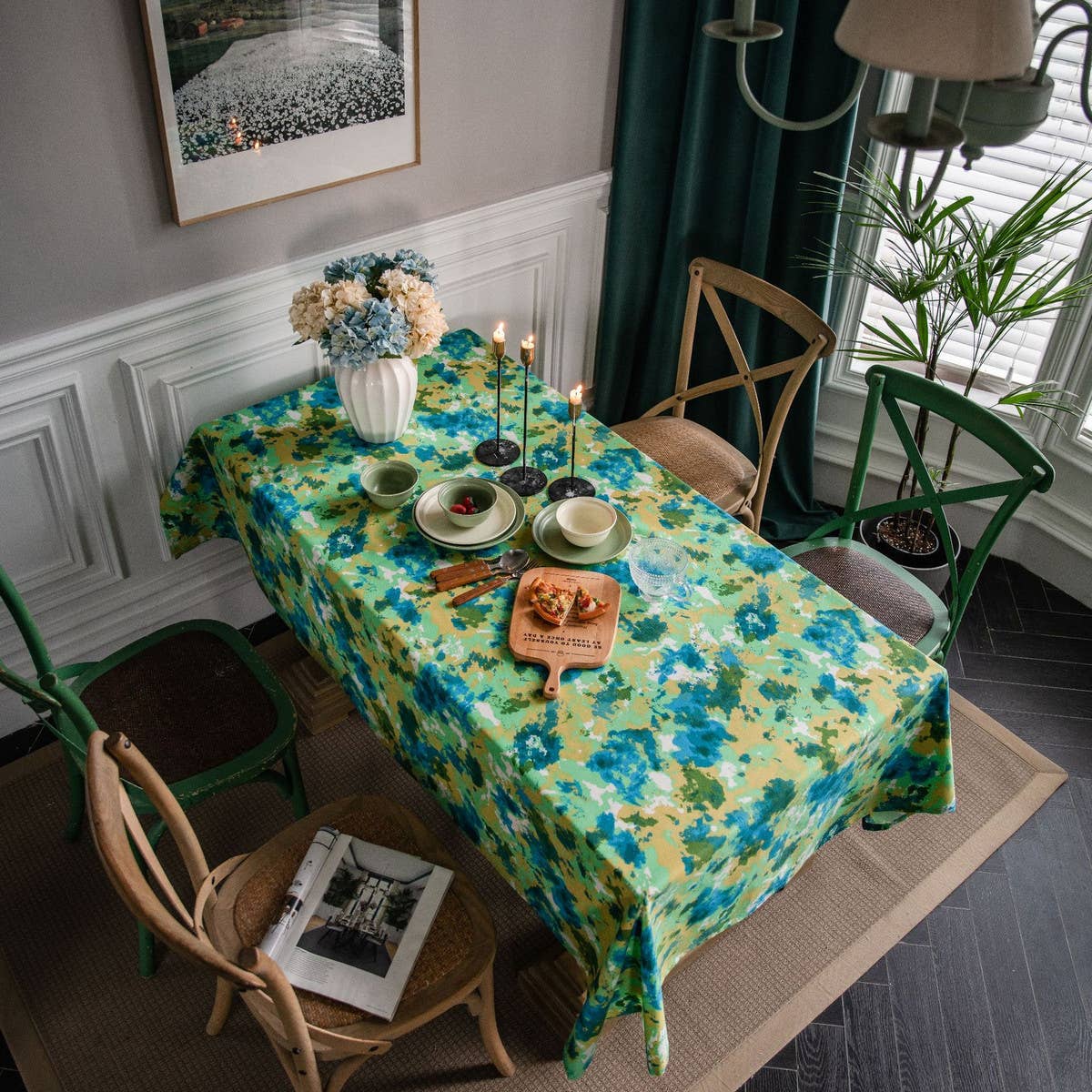 TIE-DYE CAMOUFLAGE PRINTED PASTORAL TABLECLOTH