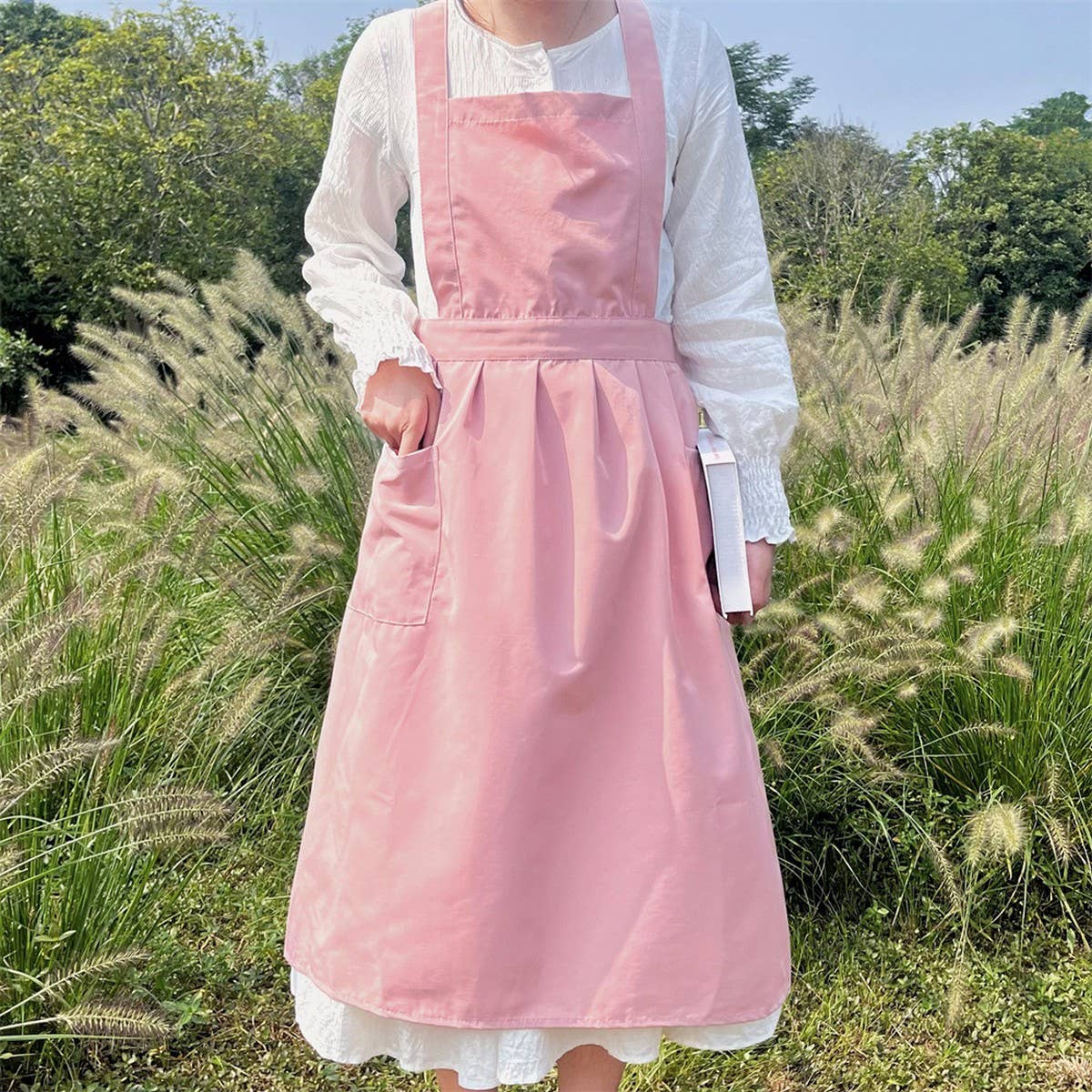 WATERPROOF AND OIL-PROOF SOLID COLOR COTTON APRON