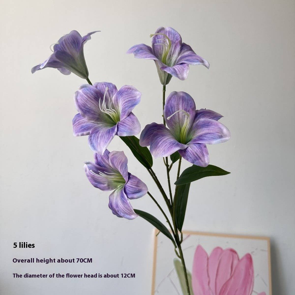 Artificial Amaryllis Lily Stem with 5 Blooms_CWMM6503