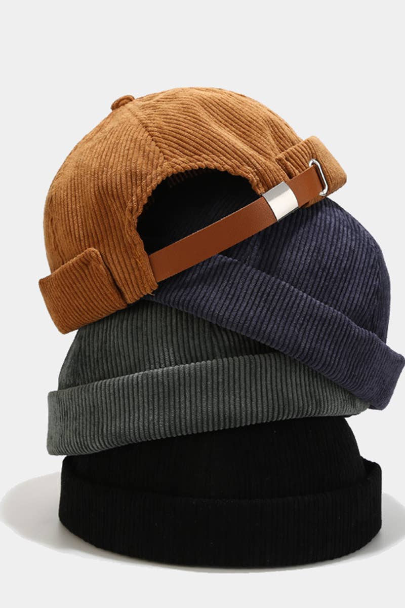 Solid color corduroy melon hat, hip-hop style CWAH0401