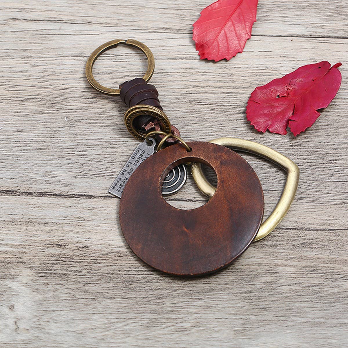 NEW RETRO STYLE LOG HEART PENDANT KEYCHAIN