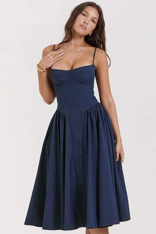CWDMD5632_SLIM FIT OFF-SHOULDER BACKLESS MIDI DRESS