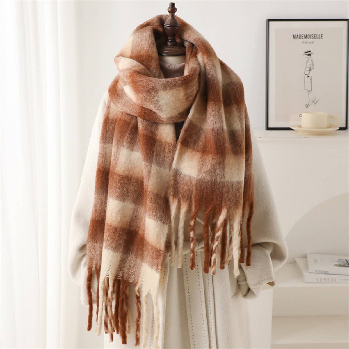 Plaid Winter Scarf Shawl - Thick Soft Unisex Wrap_CWASC0964