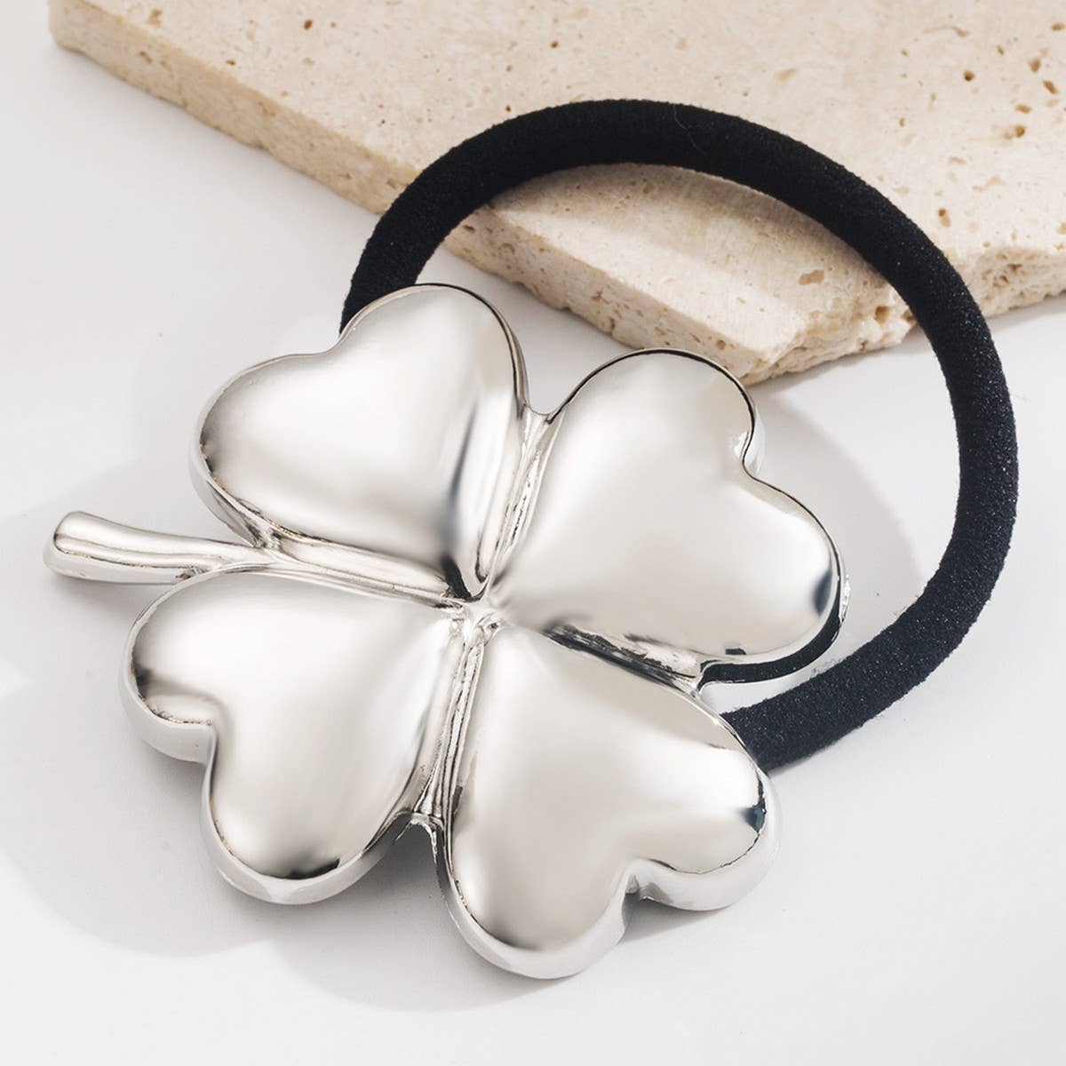 Lucky Clover Metallic Elastic Hair Tie