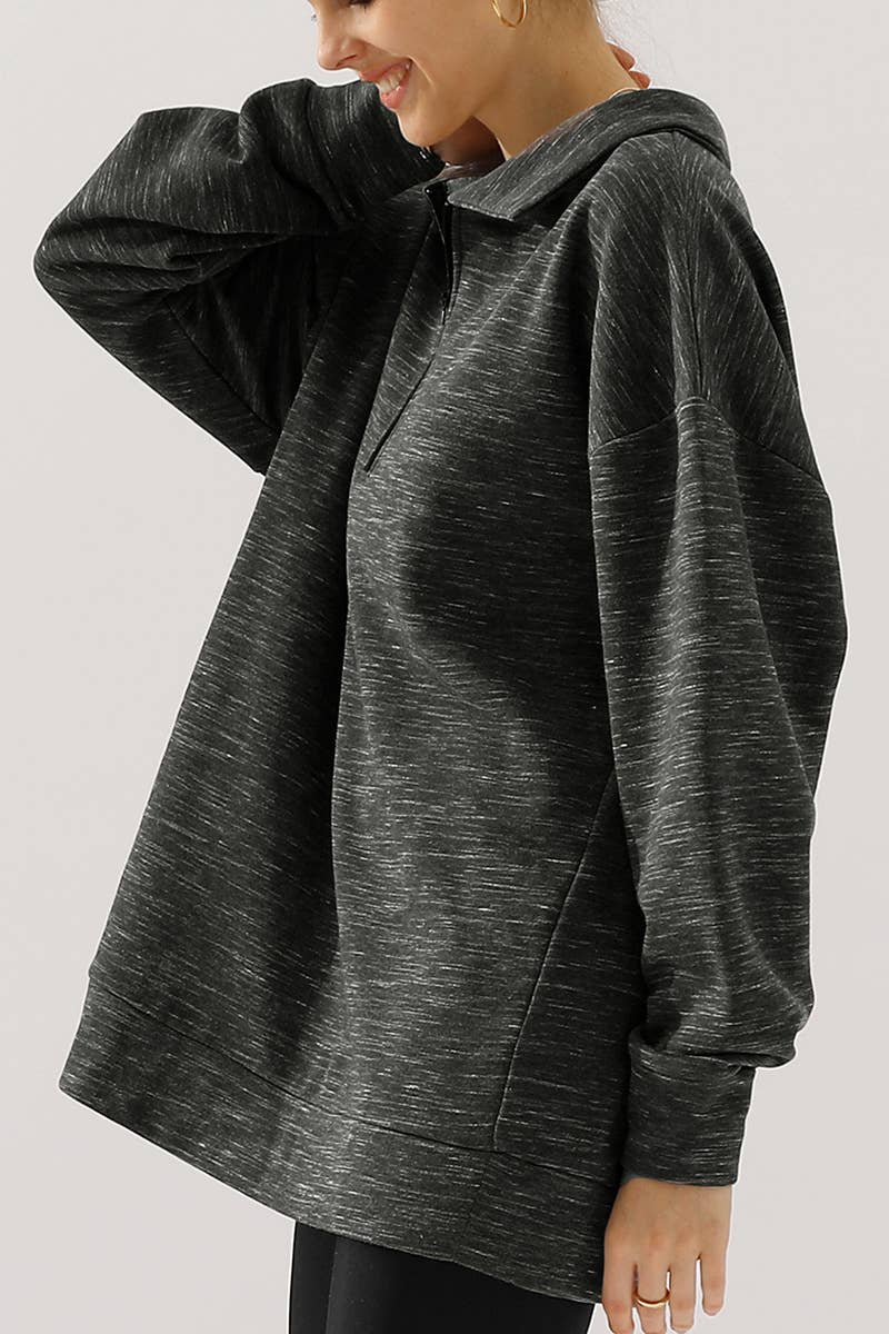 CWOHOL431_Zip Neck Lightweight Pullover Sweatshirt