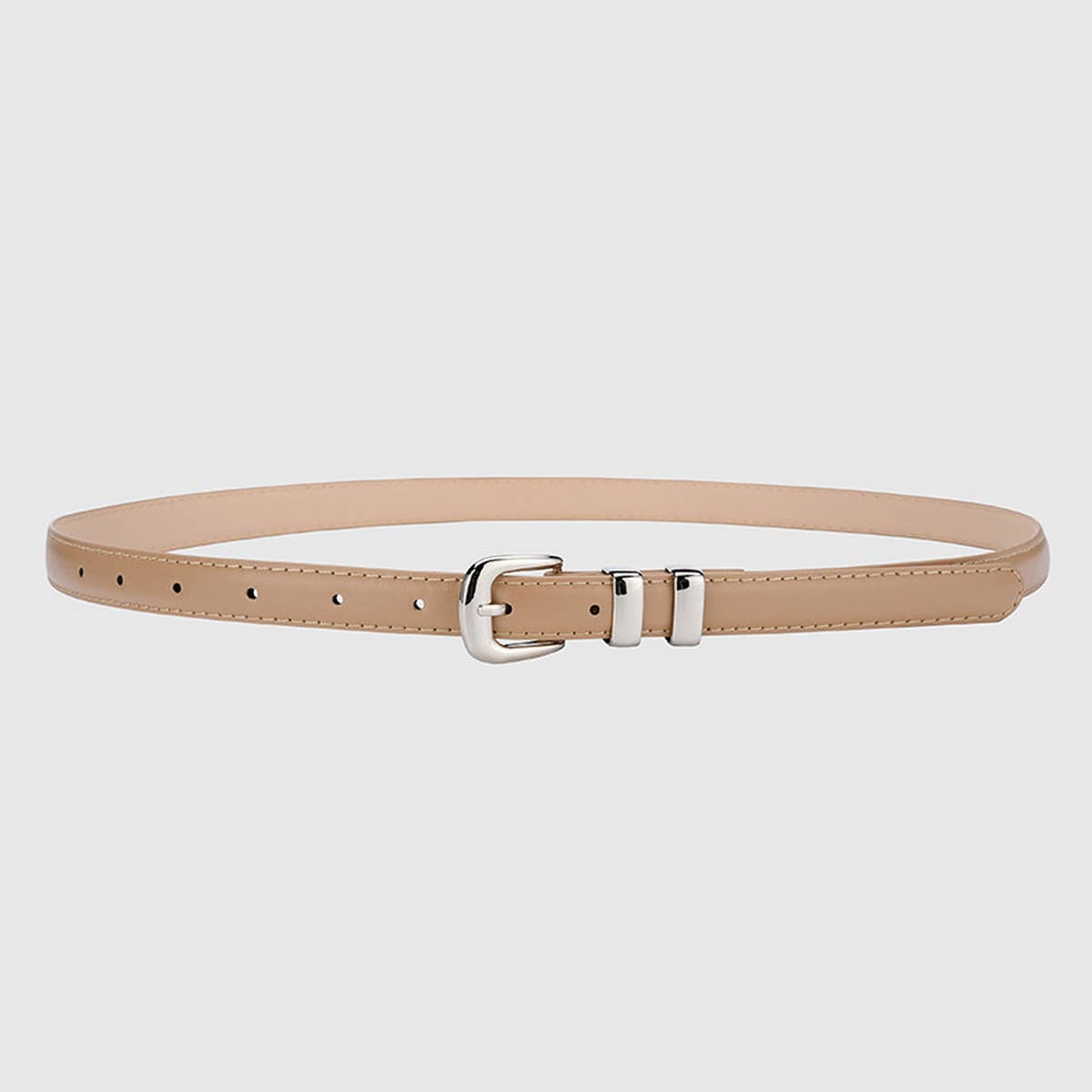CWABE0877_SIMPLE SILVER BUCKLE DECORATIVE THIN BELT