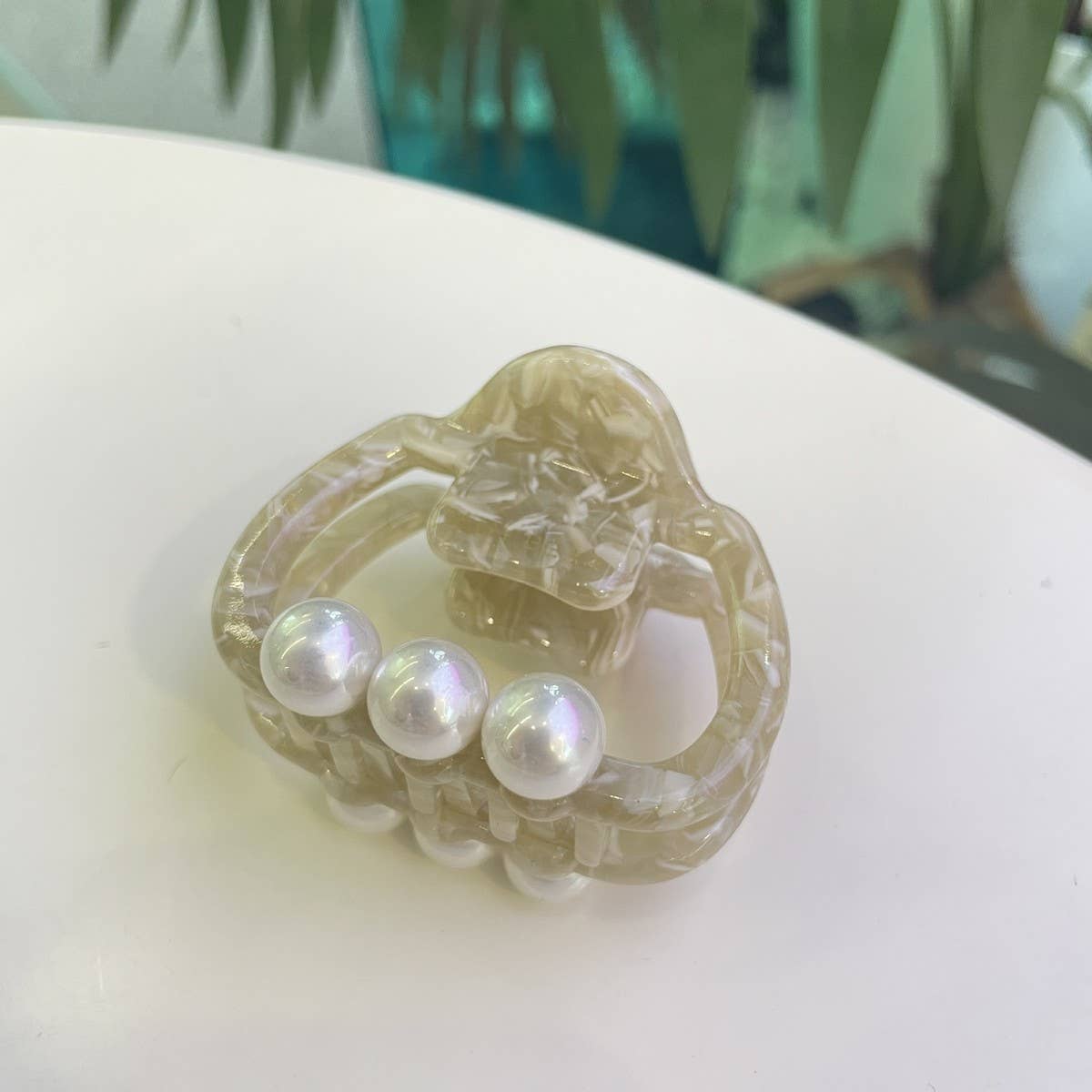 Pearl Accent Hair Claw, Thick Square Elegant Clip_CWASC1600