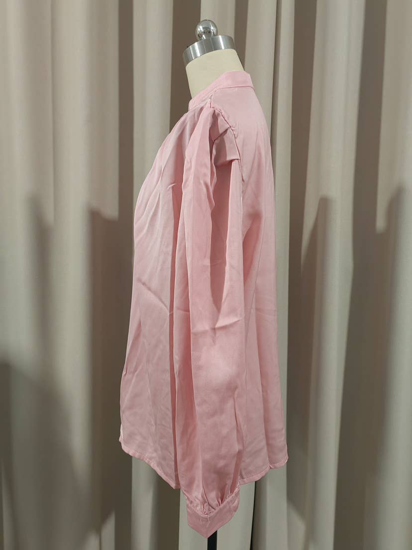 Solid-color long-sleeved single-breasted shirt