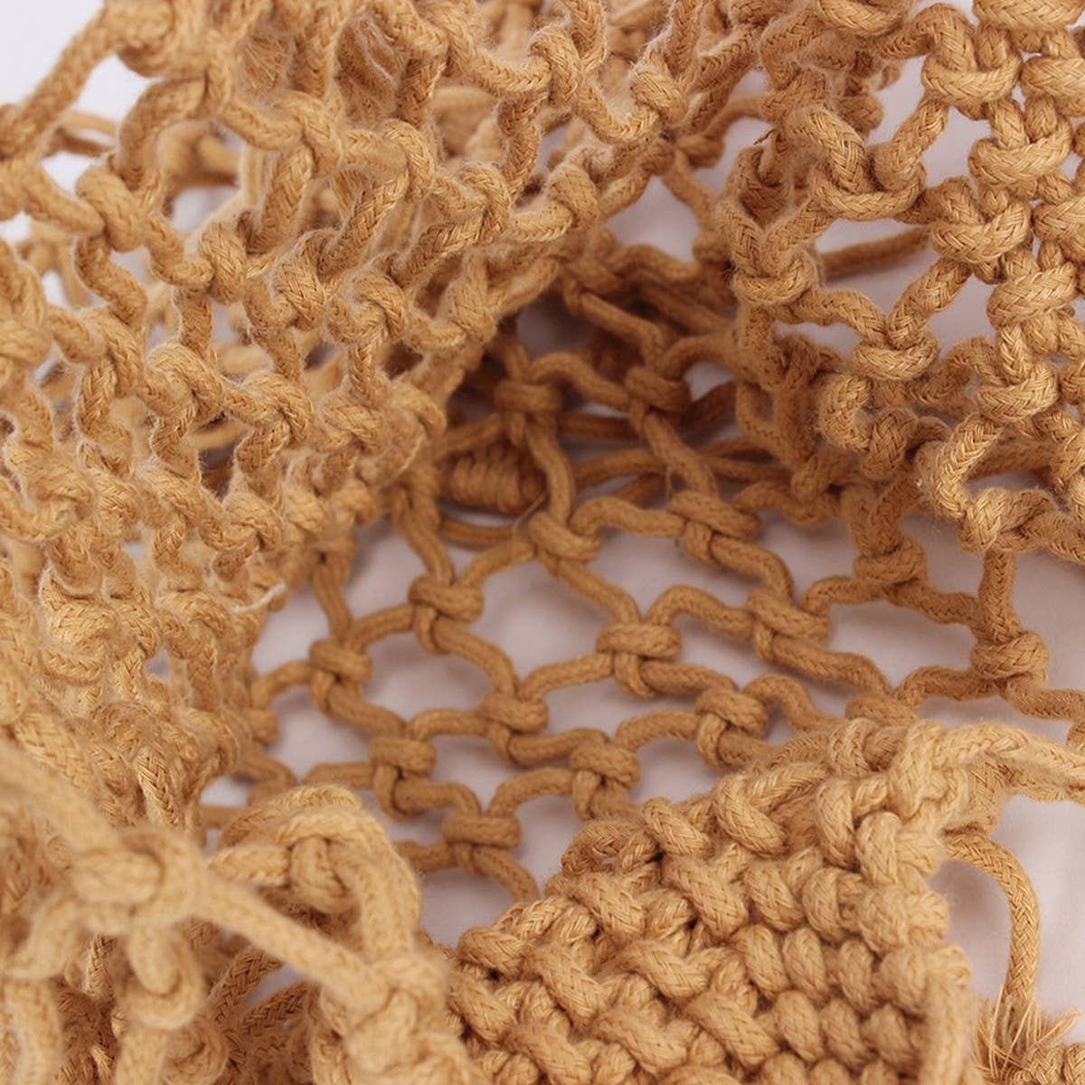 TASSEL SHOULDER BAG BEACH BAGS TOTES WITH MESH_CWAB4679