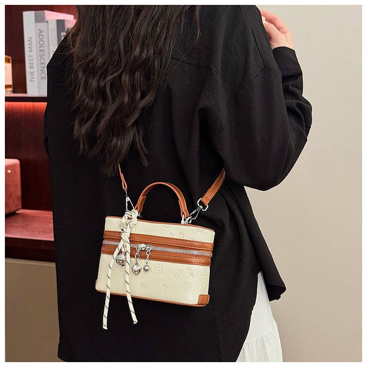 color-blocking versatile single-shoulder box bag