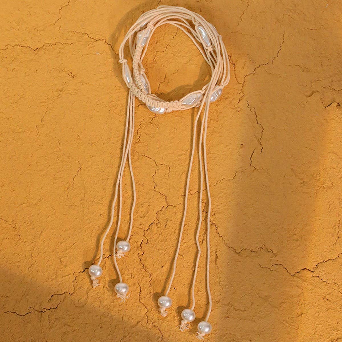 Pearl Tassel Thin Chain Belt for Women Dresses_CWMM6411