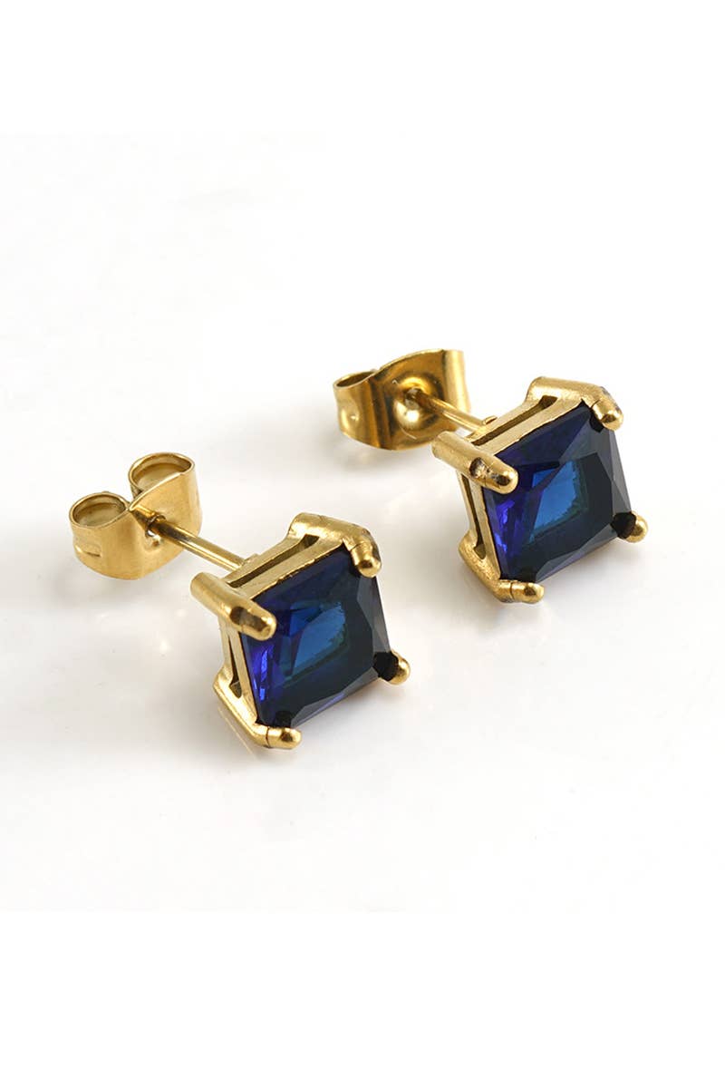 COLORED GEM DECKED STAINLESS STEEL EARRINGS_CWAJE0378