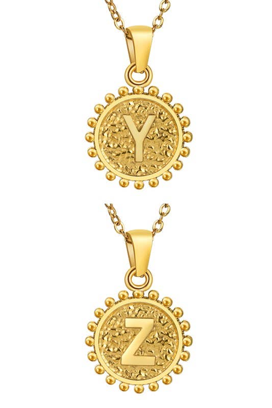 ROUND ALPHABET INITIAL PENDANT NECKLACE
