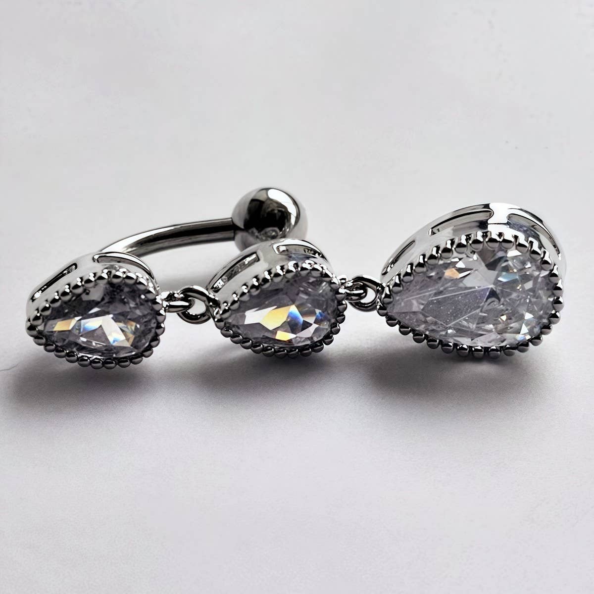 Teardrop Zircon Belly Button Ring for Women