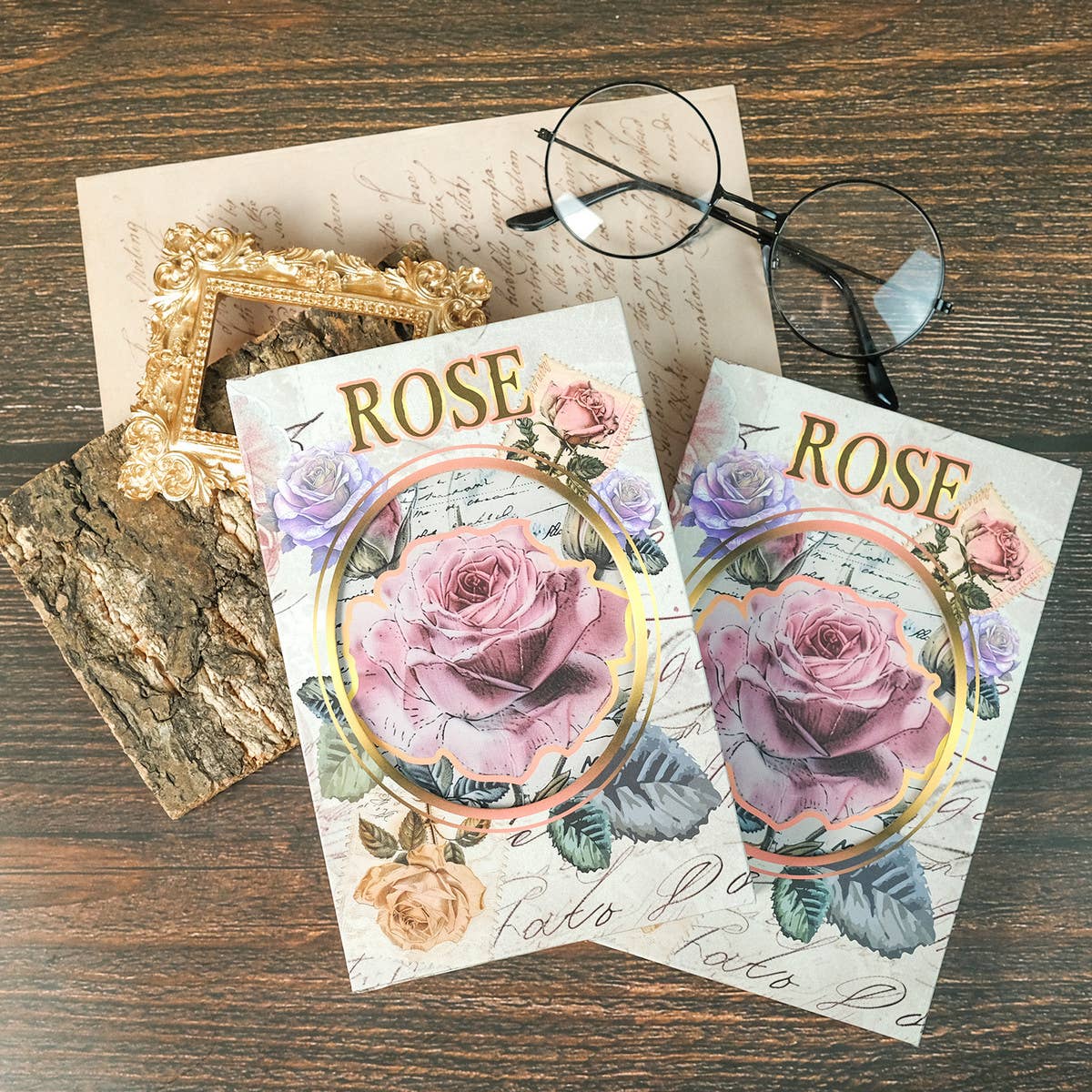 VINTAGE ROSE PORTABLE NOTEBOOK