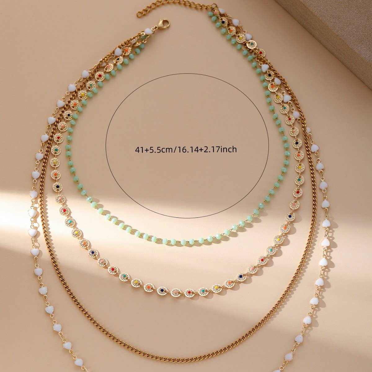 VINTAGE MULTI-LAYERED BEADED OIL DROP NECKLACE