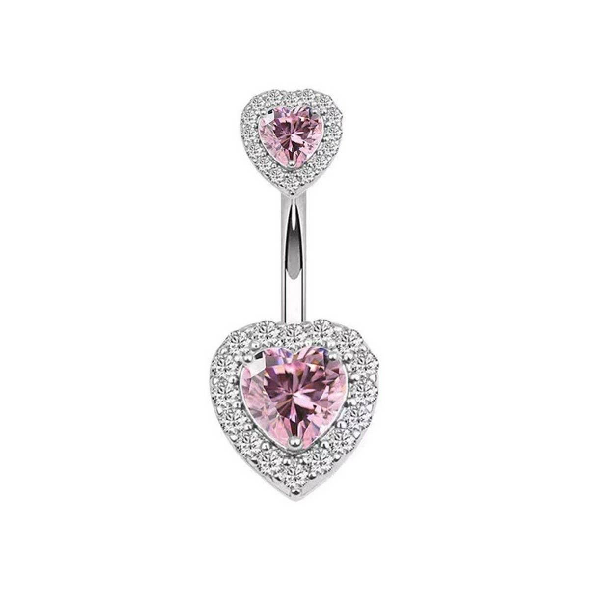 Heart CZ Belly Button Ring ? Hypoallergenic