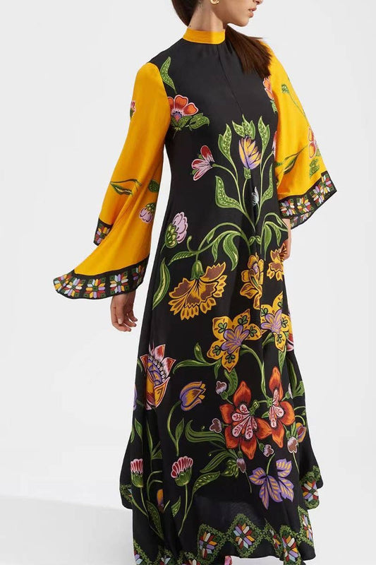 CWDMD5473_SUMMER THREE-QUARTER SLEEVE STAND COLLAR DRESS