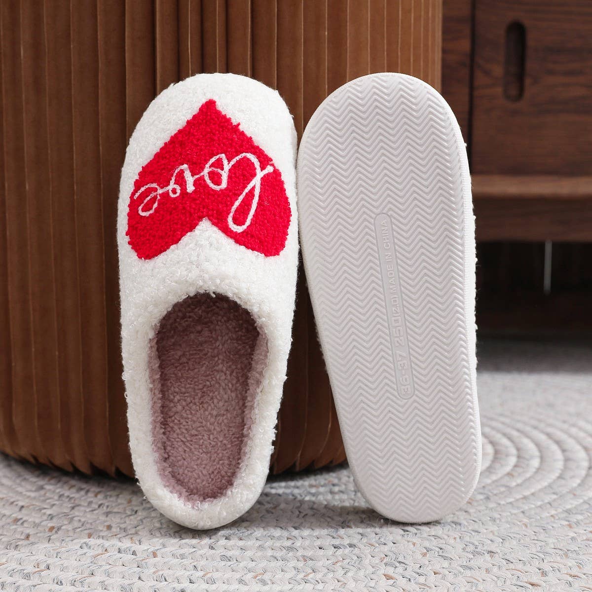 VALENTINE'S DAY RED LOVE COTTON SLIPPERS