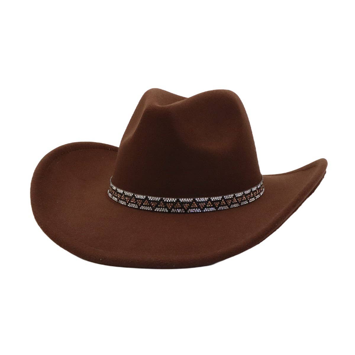 Western Ethnic  Felt Cowboy Fedora Hat_CWAH04406