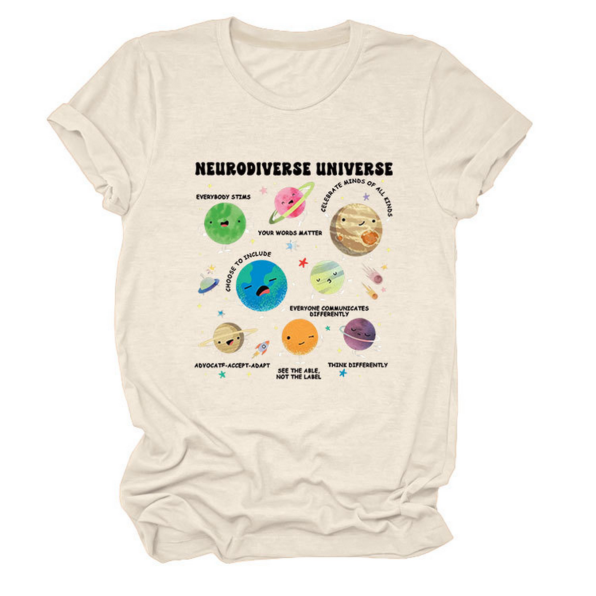 Casual Cute Tee ??Neurodiverse Universe Design_CWTTSL0513