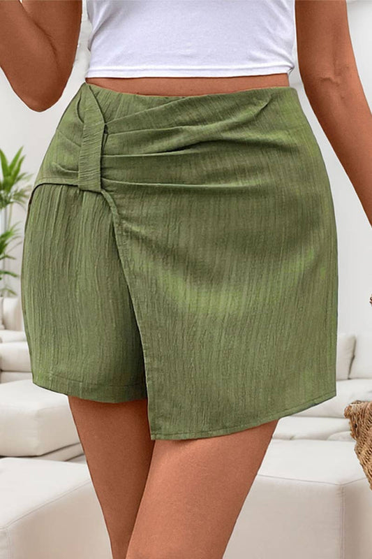 CWBSP0436_2025 NEW SUMMER TEXTURE SOLID COLOR SKIRT PANTS