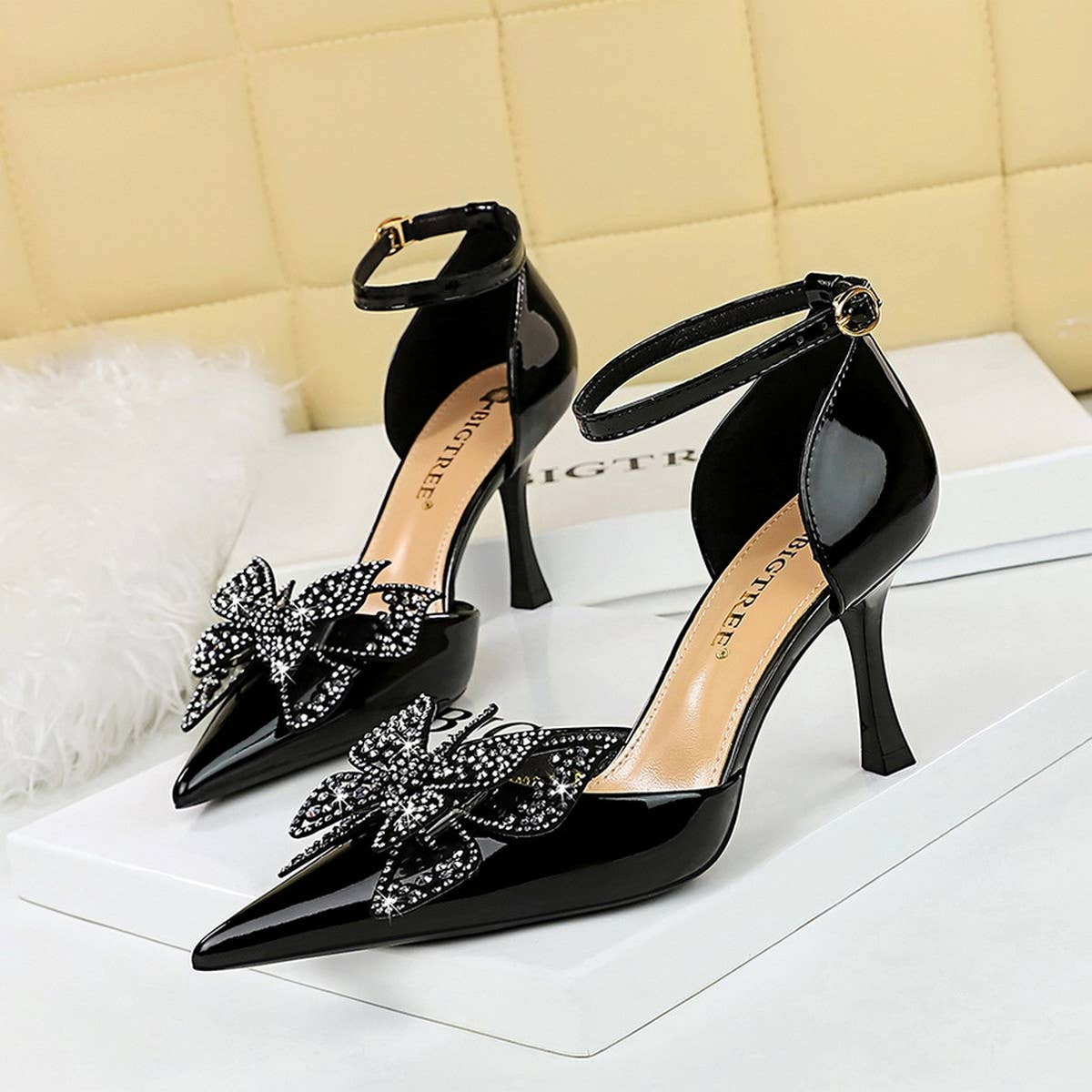 STYLISH RHINESTONE BOW HIGH HEELS_CWSHH0108