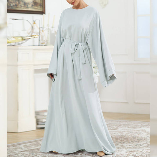 WOMEN'S PURE COLOR SIMPLE ROBE CASUAL DRESS