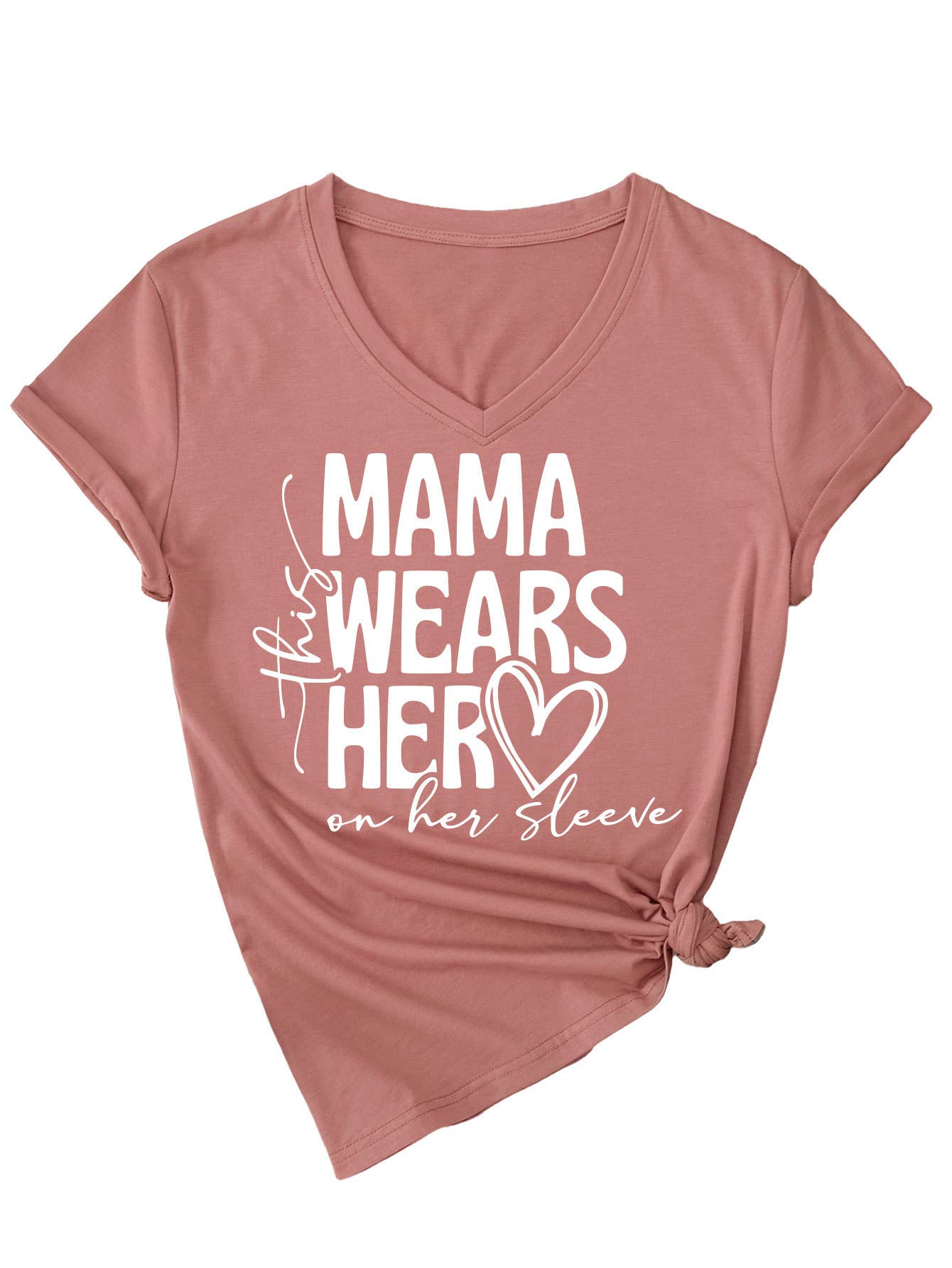 Simple Mother's Day V-neck blouse_CWTBLS0568