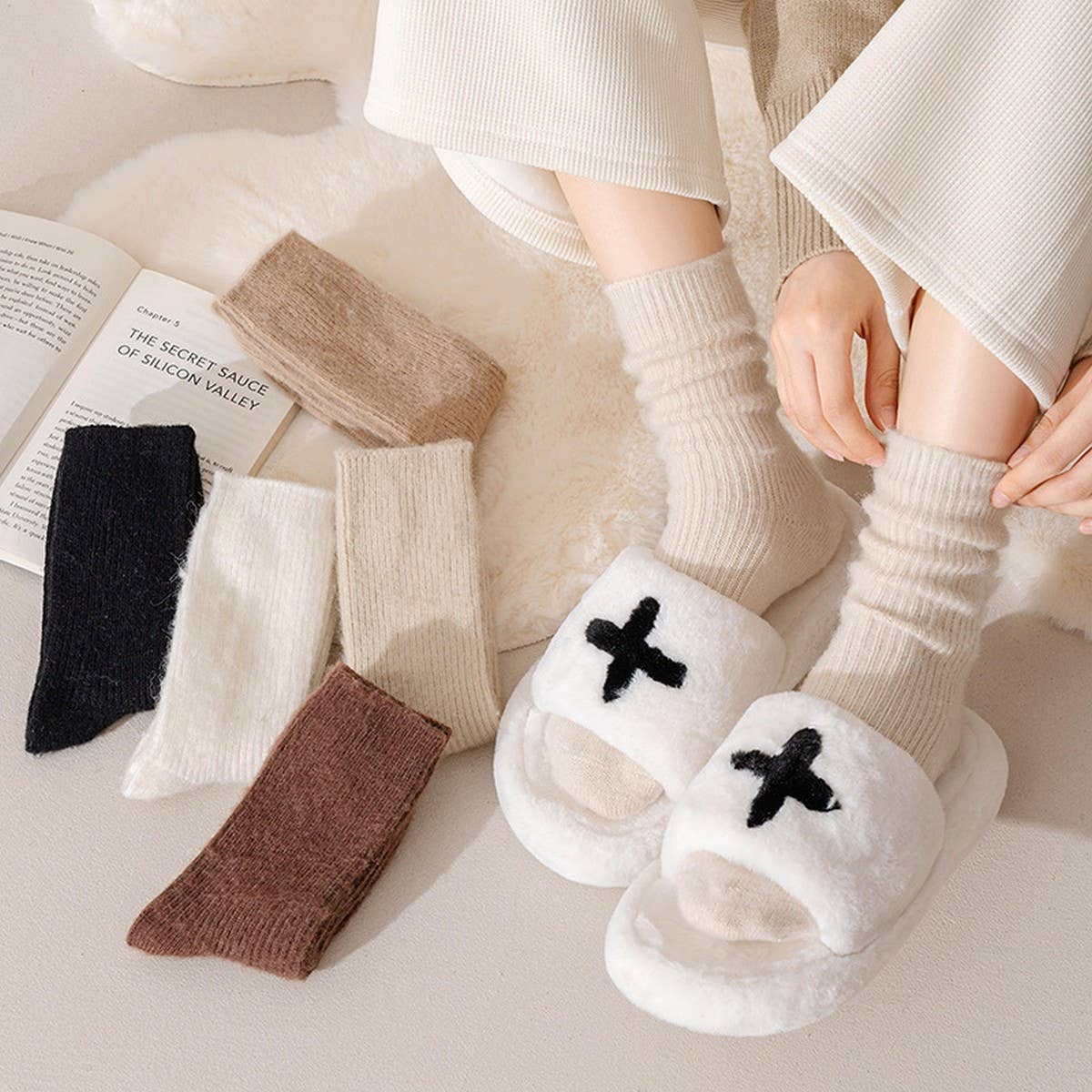 AUTUMN AND WINTER SOLID COLOR ALL-MATCH PILE SOCKS_CWMS1048